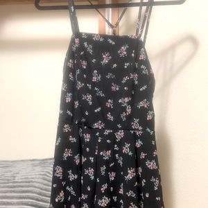 Black Floral Short Romper